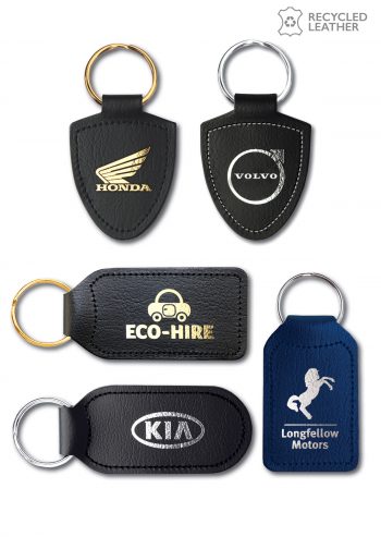Foil Blocked Recycled Bonded Leather Keyfobs